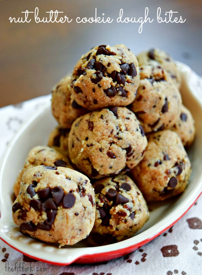 D’oh! Nut Butter Cookie Dough Protein Bites | thefitfork.com