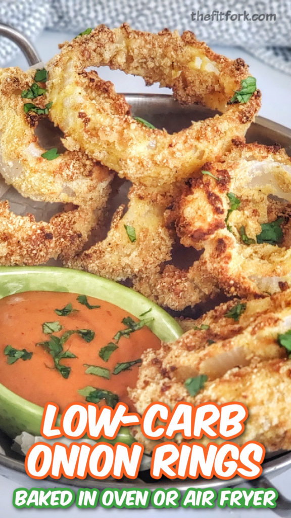 Crispy, crunchy and quick, these baked onion rings are lower in carbs thanks to a coating that includes keto-friendly ingredients like crushed pork rinds, Parmesan cheese and coconut flour. A delicious appetizer, game day snack or side dish for steak, burgers and more!