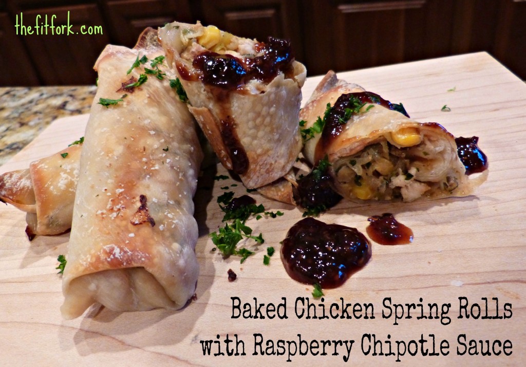 baked chicken spring rolls  raspberry chipotle sauce