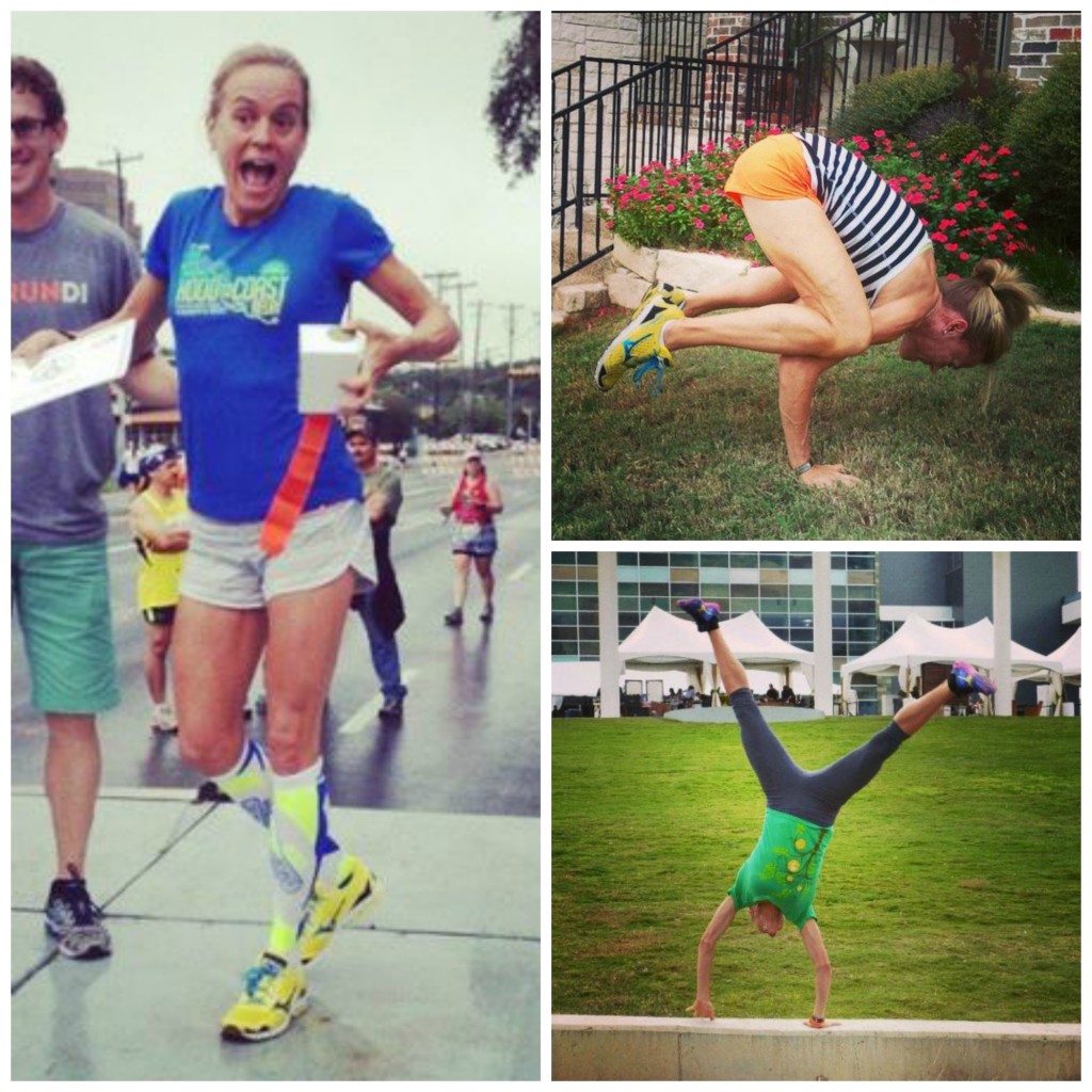 A busy weekend - podium finish at 10 mile race, practicing crow pose & cartwheeling at Prevention Magazine's #R3Summit.