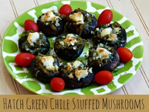 mushrooms stuffed with pepper jack, hatch green chile and kale