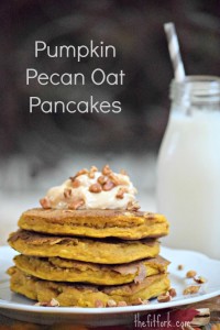Pumpkin Pancakes with Pecans, Caramel & Greek Yogurt - TheFitFork.com