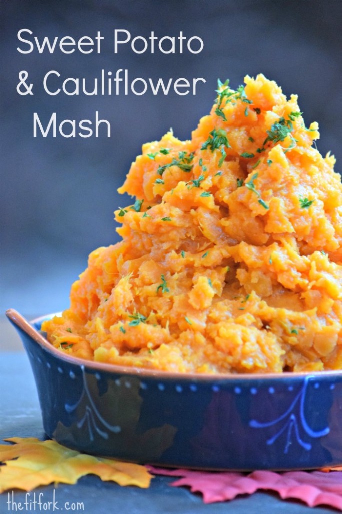 Sweet Potato & Cauliflower Mash - a delicious and easy side dish for your Thanksgiving meal or holiday dinner.