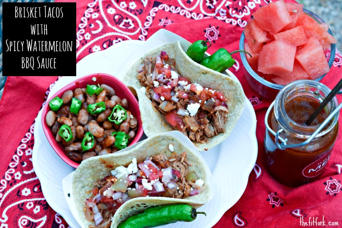 Brisket Tacos with Spicy Watermelon BBQ Sauce and Watermelon Rind Relish - TheFitFork.com