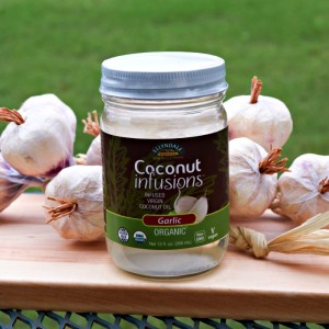 Garlic Coconut Oil -- perfect for stirfry, sauteeing and even drizzled on popcorn!