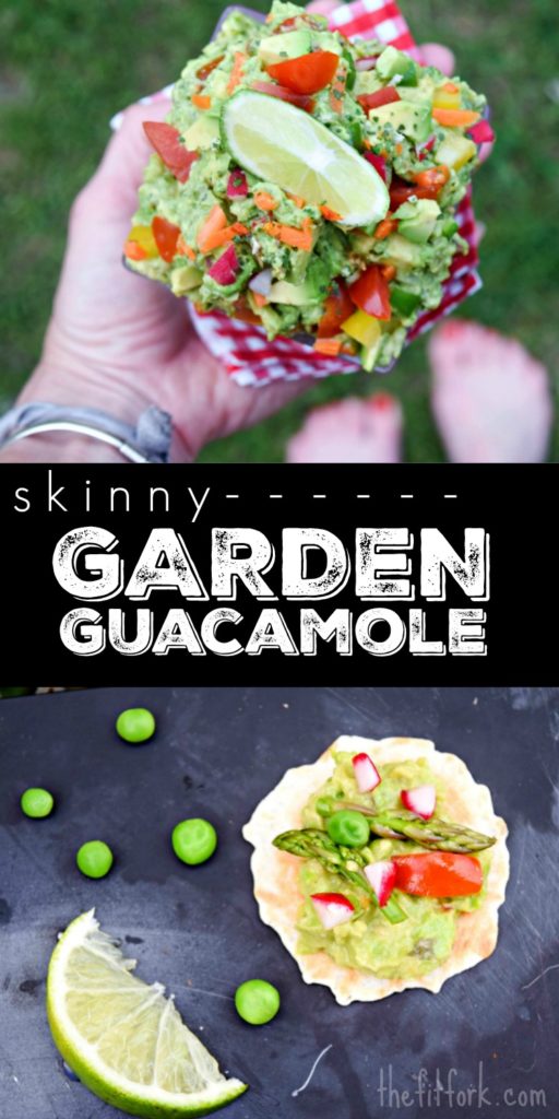 Skinny Garden Guacamole is a creamy, dreamy dip or spread that features a rainbow of fresh veggies -- including a surprise vegetable, smashed peas!