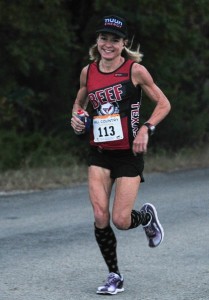 Jennifer Fisher Hill Country Half Marathon Course REcord in Altra