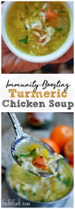 Immunity Boosting Turmeric Chicken Soup takes away the chills and provides nutrients you need to start feeling better
