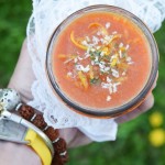 Lemony Carrot Ginger Gazpacho is perfect for light lunches, Easter brunches and as a prelude to your spring entree. Paleo, sugar free, raw, vegan and vegetarian friendly.