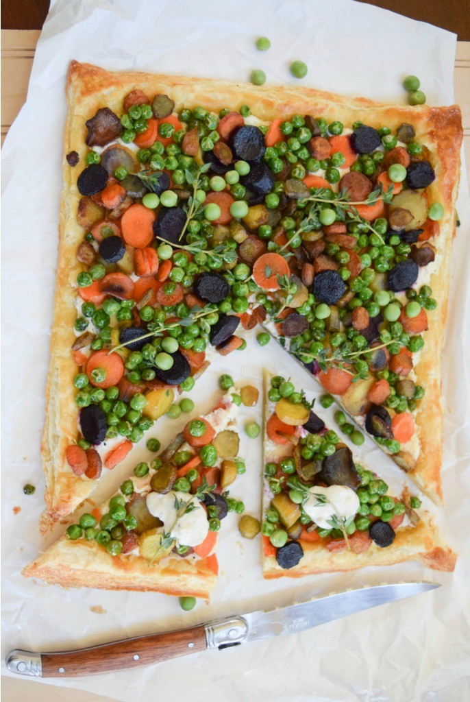 Carrot and Peas Tart is a vibrant addition to your spring brunch, featuring wholesome goodness from the farmer's market.
