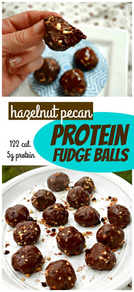 Hazelnut Pecan Protein Fudge Balls make a healthier dessert option and are great for workout fuel and recovery.