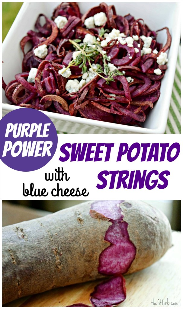 Purple Power Sweet Potato Strings make a healthy side dish to dinner or crowd-pleasing appetizer