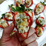 Blue Cheese & Walnut Stuffed Strawberries make a delicious appetizer or sweet-savory dessert!