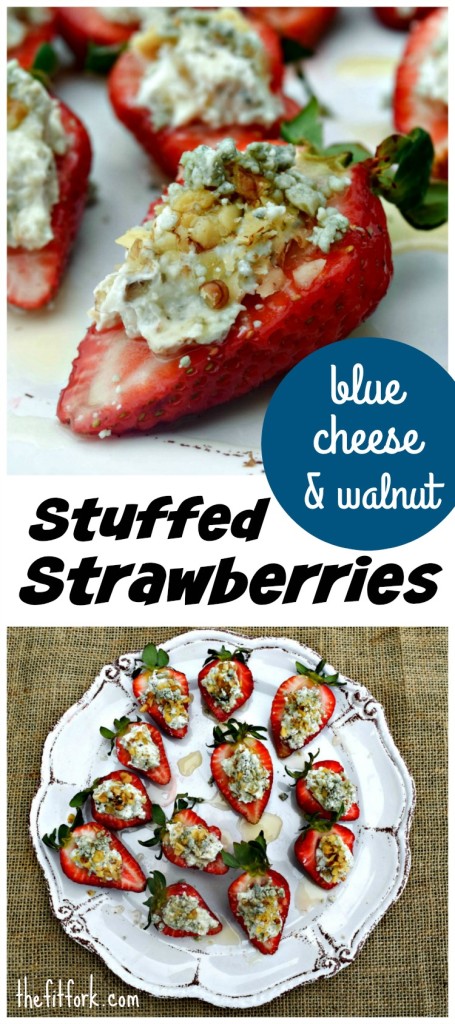 Blue Cheese & Walnut Stuffed Strawberries make a delicious appetizer or sweet-savory dessert!