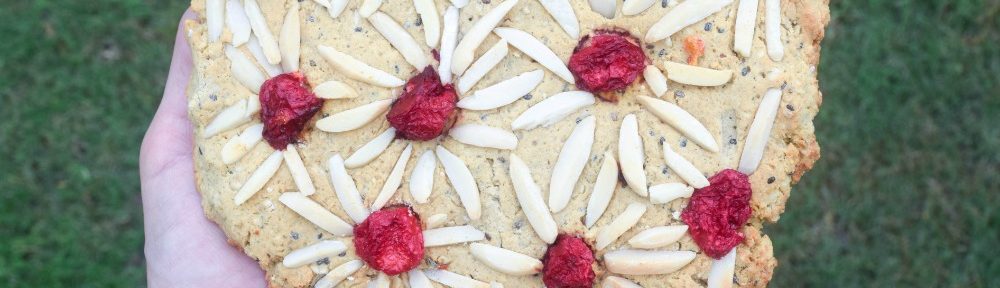 Giant Cherry Almond Protein Breakfast Cookie