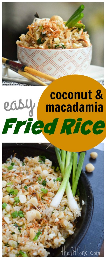 Easy Coconut and Macadamia Fried Rice is a island-inspired side dish or vegetarian meal filled with healthy fats. 