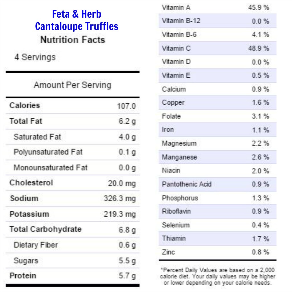 Feta & HErb Cantaloupe Truffle nutrition  facts