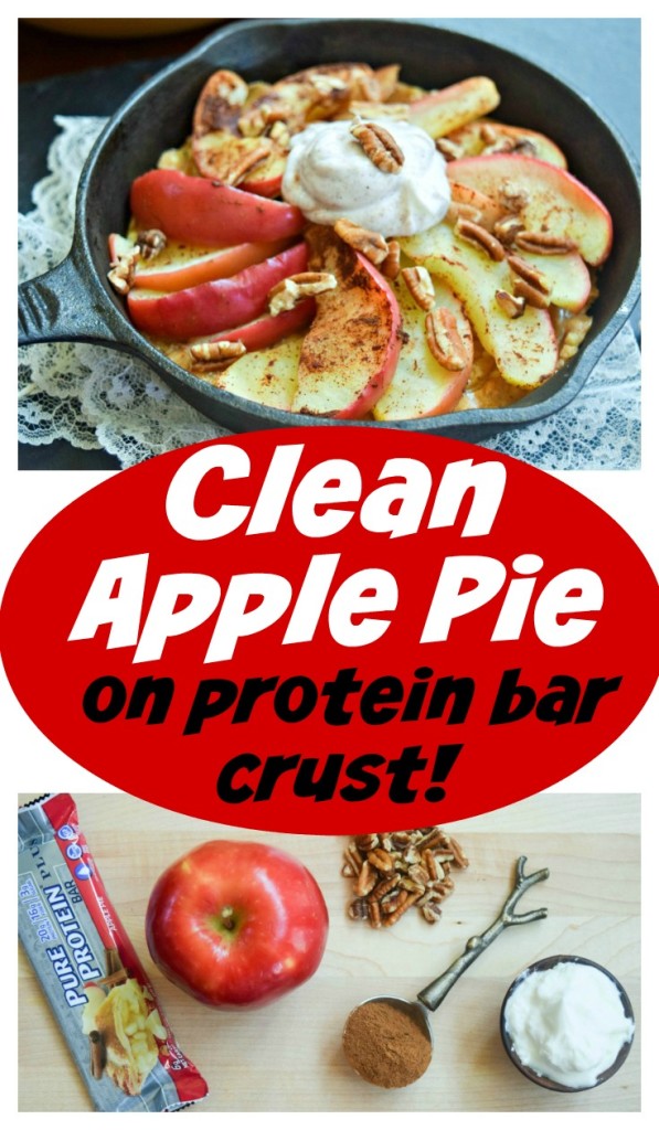 Clean Apple Pie on Protein Bar Crust is a healthy option for dessert or a post workout snack.