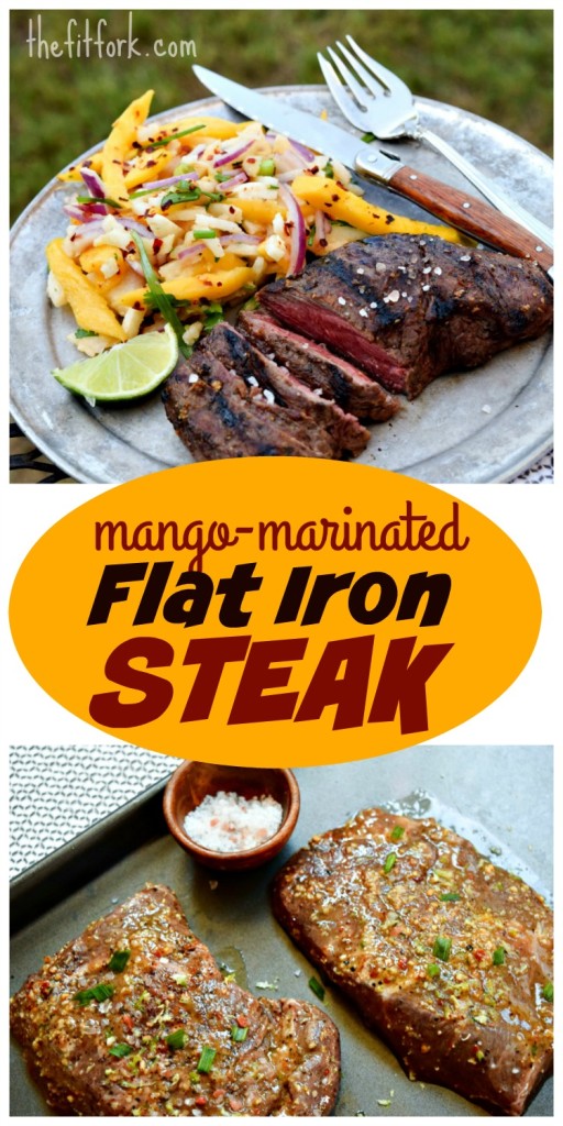 Mango Marinated Steak is made with the flat iron cut, the second most tender cut of beef! A tropical inspired recipe for the grill that takes only 30 minutes to make.