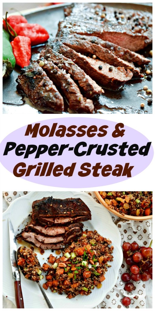 Molasses and Pepper-Crusted Grilled Steak is a quick dinner to grill up and the leftovers can be used in salads, tacos, breakfast hashes and more. 