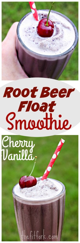 Cherry Vanilla Root Beer Float looks indulgent, but it's really super healthy!  Enjoy for breakfast, a workout snack or sensible dessert!