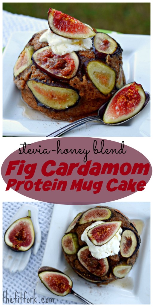(Stevia Honey Blend) Fig Cardamom Protein Mug Cake makes a great breakfast or healthy dessert.