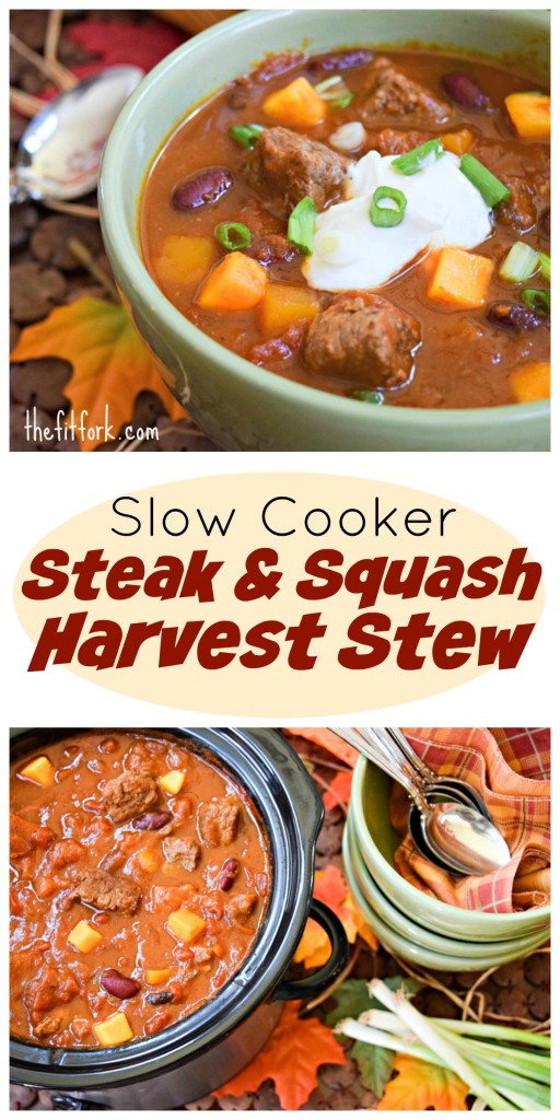Steak and Squash Harvest Stew comes together in the slow cooker for a hearty, healthy meal that is perfect for fall and winter meals.