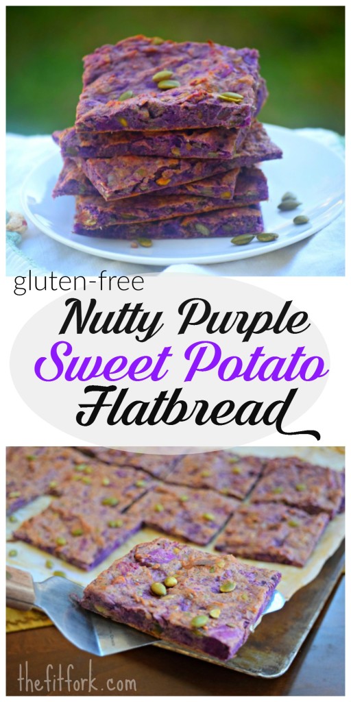 Nutty Purple Sweet Potato Flatbread is a gluten-free, grain-free, sugar-free and dairy-free bread substitute! Eat as a starter, sammie, snack or side dish! 