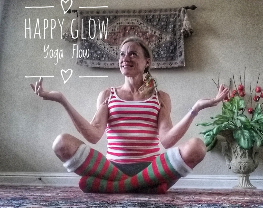Happy Glow Yoga Flow to help lessen stress and promote calm this holiday season.