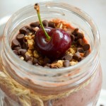 chocolate cherry overnight breakfast pudding with grape nuts