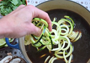 Adding zucchini noodles to paleo pho