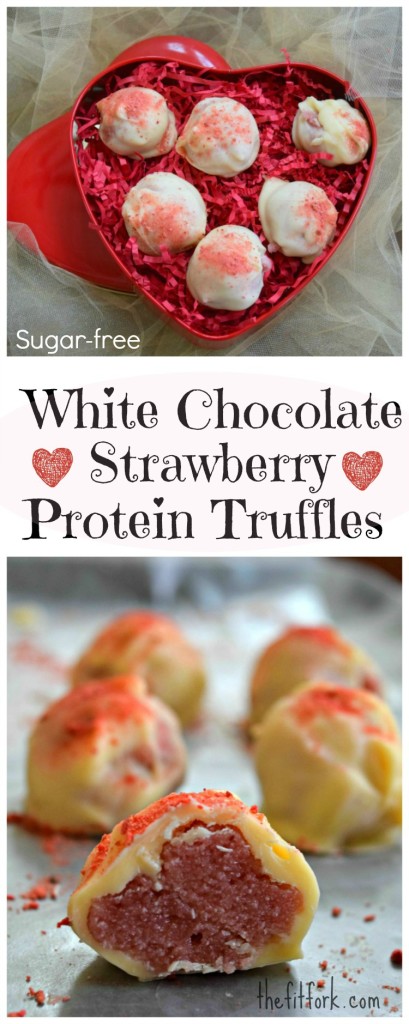 Sugar Free White Chocolate Protein Truffles make a great Valentine's Day snack for a sweetie who likes to workout.