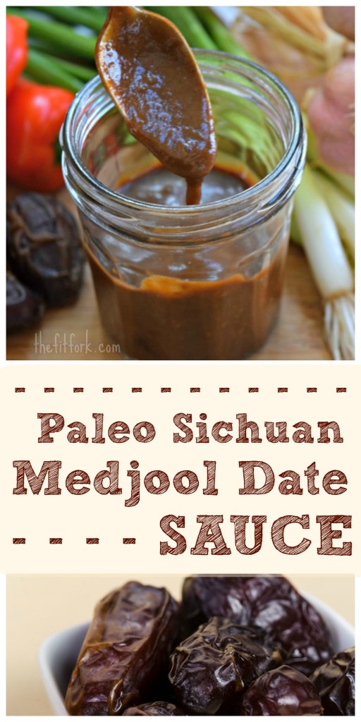Paleo Sichuan Medjool Date Sauce is soy-free, sugar-free, and corn starch-free. It's delicious on Kun Pao Chicken, a side of salmon, shrimp stir-fry and more.