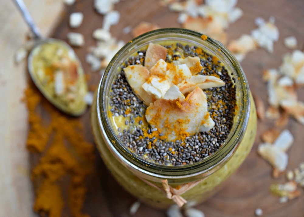 Toasted Coconut Turmeric and Ginger Overnight Oats are a hearty, healthy and healing breakfast. Perfect for meal prepping and morning meals on the go!