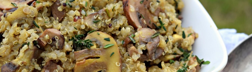 Truffle and Thyme Mushroom Quinoa is a quick and easy side this that packs major flavor solo or puts a juicy steak over the top.