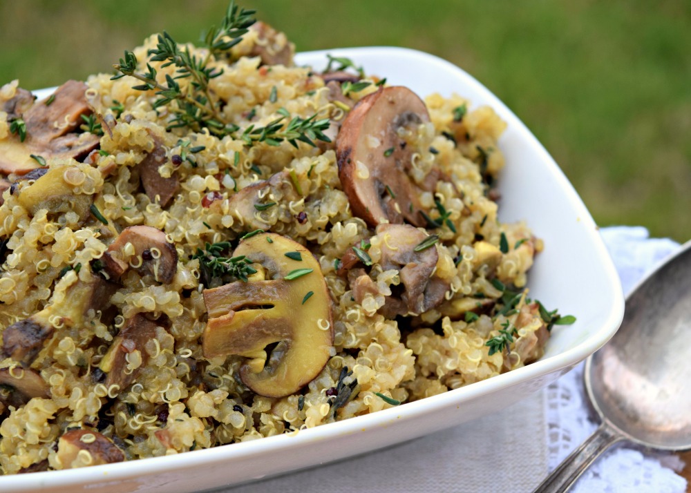 Truffle and Thyme Mushroom Quinoa is a quick and easy side this that packs major flavor solo or puts a juicy steak over the top.