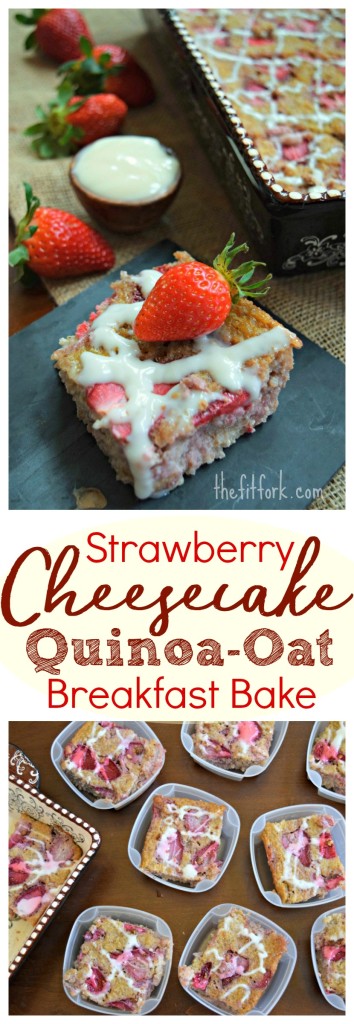 trawberry Cheesecake Quinoa-Oat Breakfast Bake - packed with whole grains, protein and delicious fresh berries, this healthy breakfast recipe has no added sugar and can be meal prepped and frozen for busy weekday morning.s
