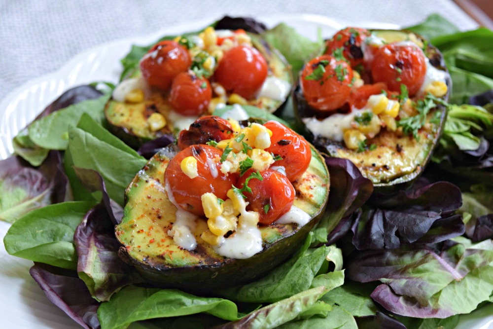 Grilled Avocado Boat Salad with Tomatoes