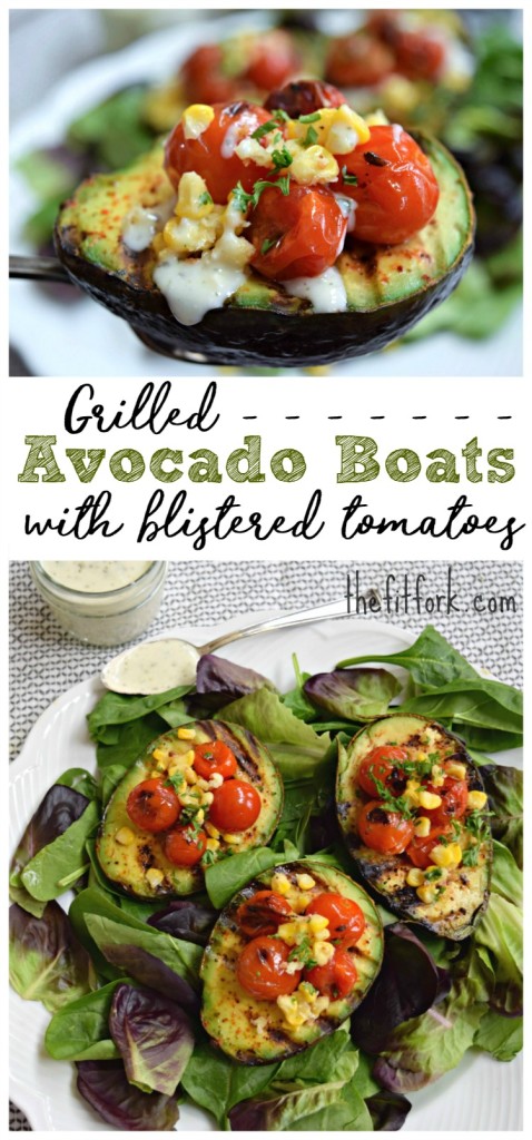Grilled Avocado Boats with Blistered Tomatoes makes a beautiful, delicious appetizer or light meal for summer entertaining. 