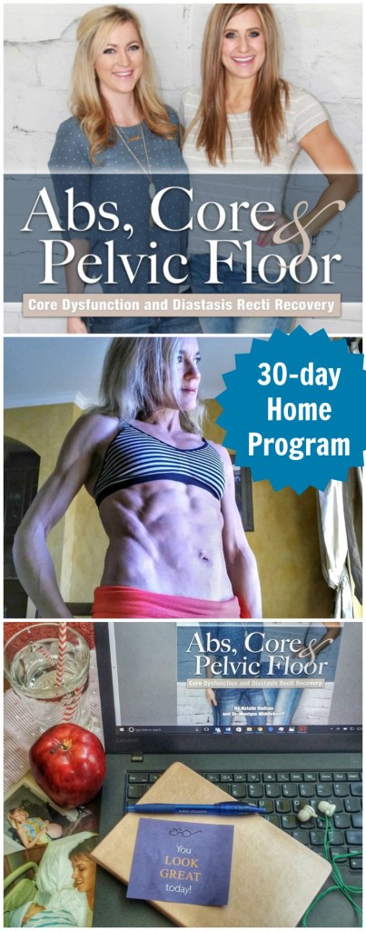 Abs, Core & Pelvic Floor is a 30-day home program that may help women with issues like diastasis recti, pelvic floor issues, and/or incontinence. Gentle and self-paced, these exercises and workouts will ease you back into fit lifestyle.