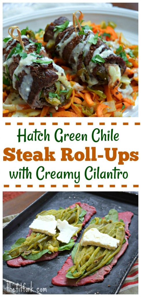 Beef Hatch Chile Roll Ups look fancy yet are so easy to make in under 30 minutes using thinly cut sirloin steak. A hearty and healthy dinner, perfect for company or busy weeknights! Poblano peppers may be substituted if Hatch green chile not in season.
