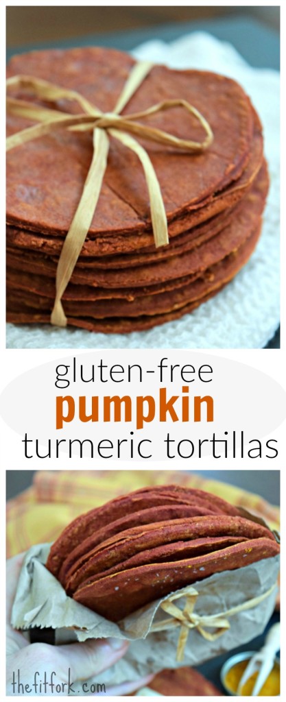 Gluten-free Pumpkin Turmeric Tortillas are super easy to make and add a boost of color and nutrition to any meal, from breakfast tacos to fajitas for dinner.