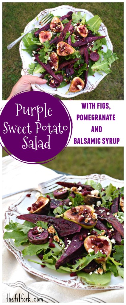 Purple Sweet Potato Salad with Figs, Pomegranate and Balsamic Syrup -- a beautiful and nutrient-packed late fall salad!