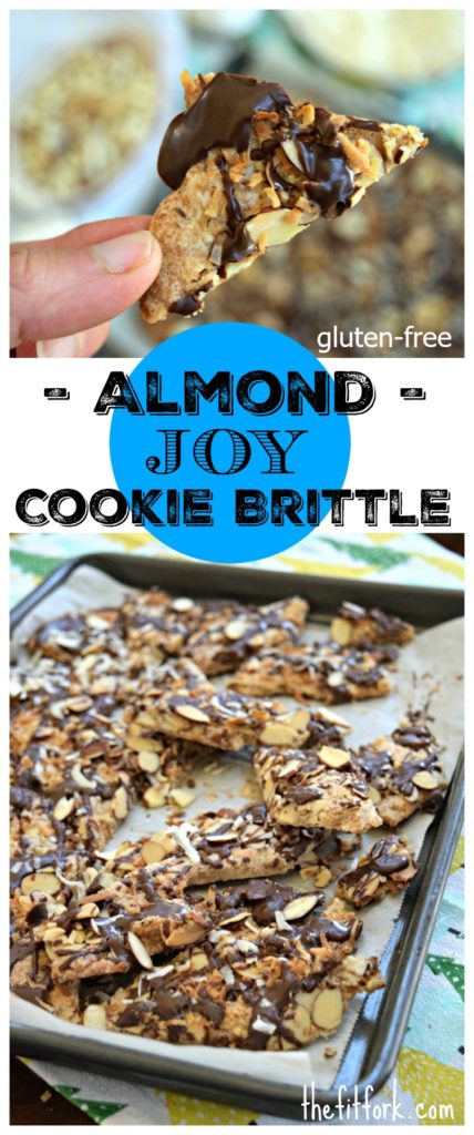 Almond Joy Cookie Brittle made with gluten-free flour blend is a yummy holiday treat for entertaining or gift-giving. Can also be made with traditional flour.
