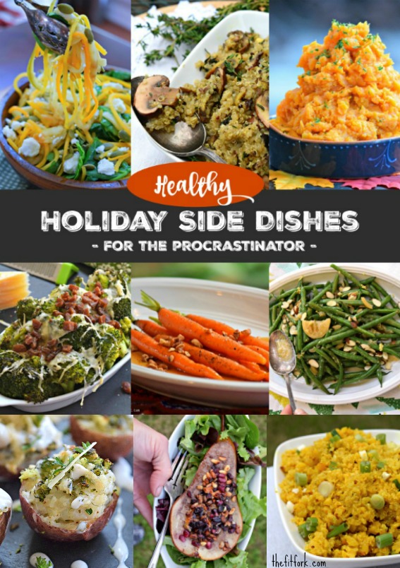 Healthy Holiday Side Dishes for the Procrastinators takes the stress out of preparing a Thanksgiving, Christmas or other holiday meal.  Most recipes take just 15 to 30 mintues, speed but special enough for entertaining.