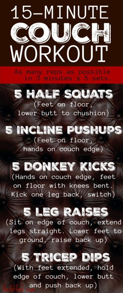 15 Minute Couch Workout - turn downtime into found fitness time -- a great way to add some exercise to your television or movie watching night! 