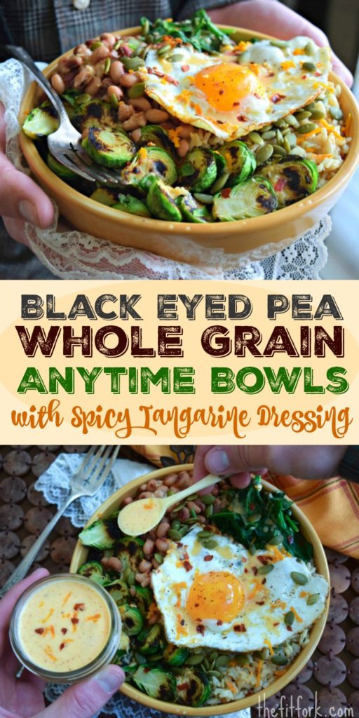 Black Eyed Pea Grain Bowl with Spicy Orange Dressing makes a great breakfast, lunch or dinner for New Year's Day or any time you want a quick, healthy meal solution. 