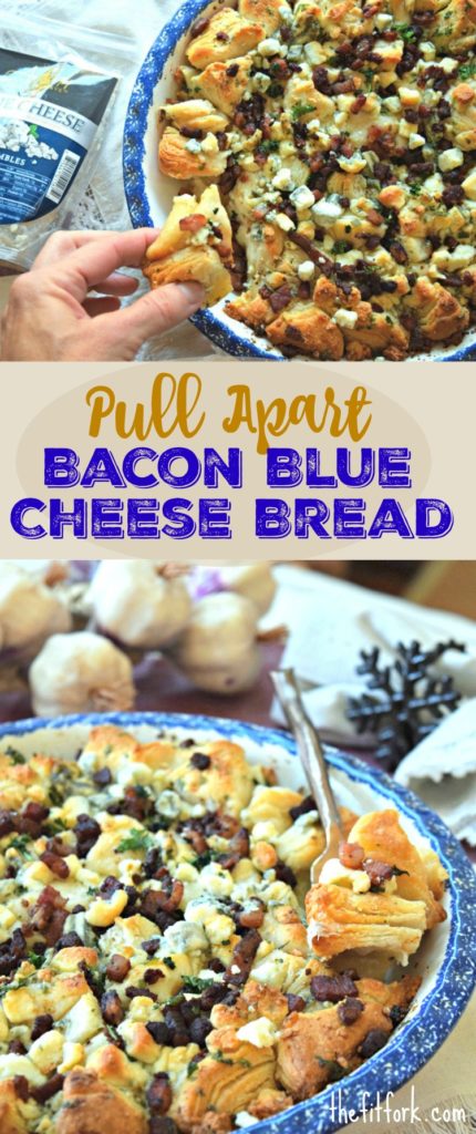 Pull Apart Bacon Blue Cheese Bread is a quick and easy appetizer idea for your next party. Who doesn't love no stress entertaining during the holidays?!