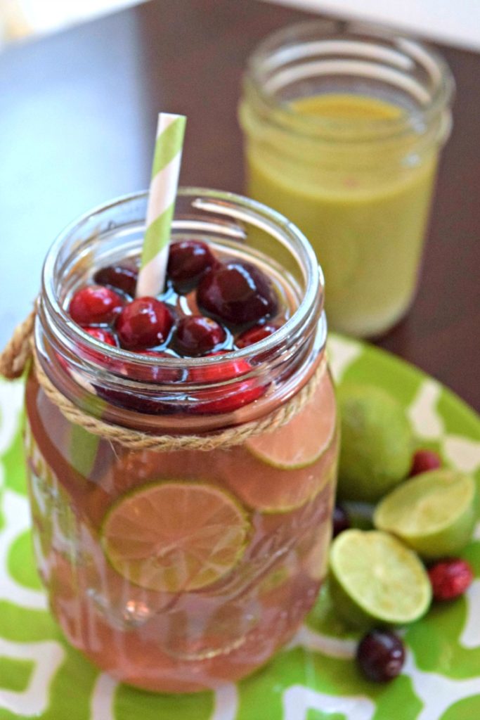 Cranberry Lime Infused Water with Ginger Boost -- a refreshing detox drink