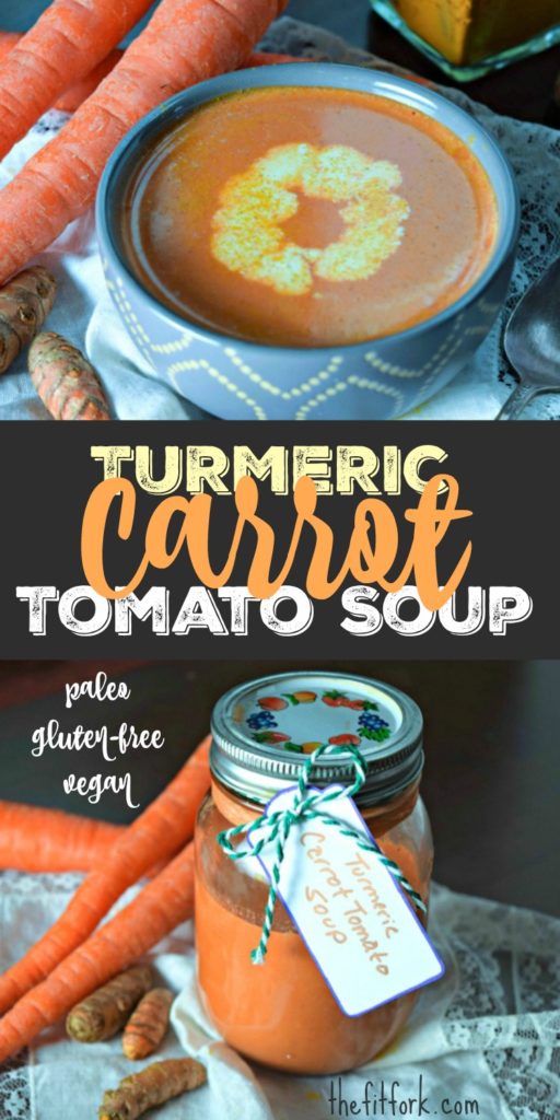 Turmeric Carrot Tomato Soup - Paleo, gluten-free, dairy-free and vegan. A quick and nourishing soup loaded with wellness to go along with your dinner or lunch.
